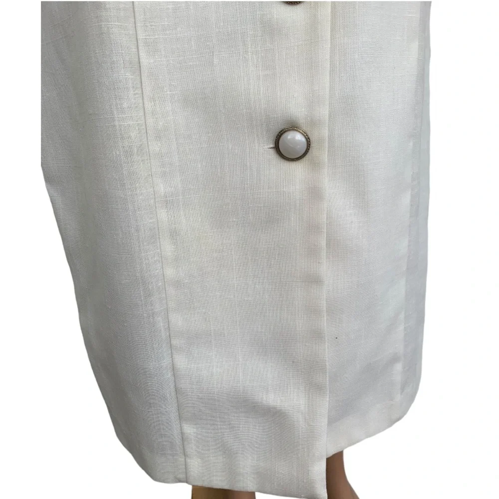 80s Floral Collar Dress Modest Ivory Button Down SL Fashions 14 38 32 40 - Picture 8 of 8